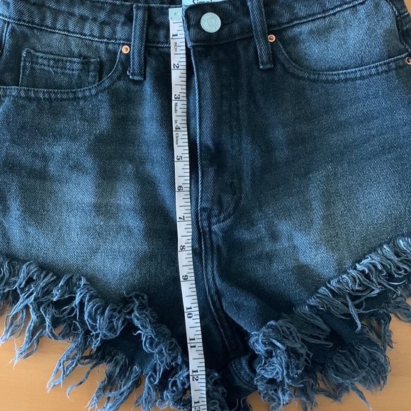 Super Frayed Black High Waist Jean Shorts 5/27 Acid Wash Distressed - Picture 5 of 7